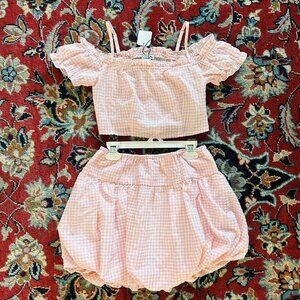 NWT Pink Gingham Matching Set